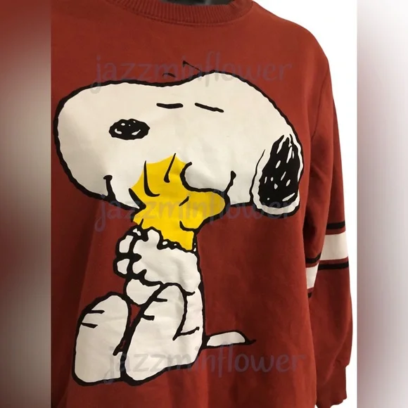 Dark red brick Snoopy and tweety graphic print sweatshirt XS brand new - Picture 6 of 8
